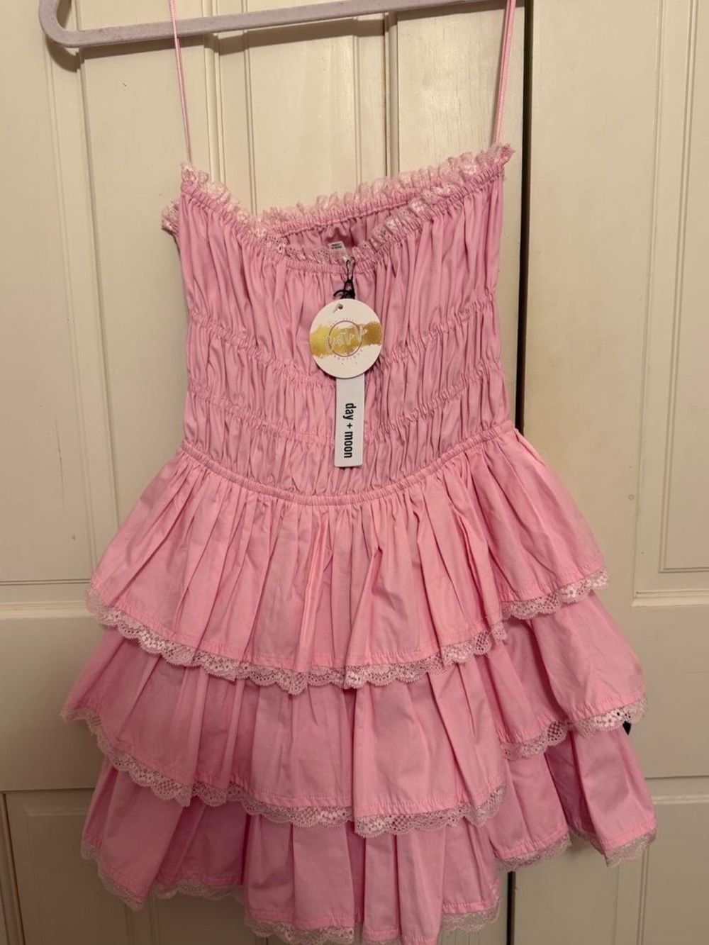 Pink Tiered Ruffle Casual Sundress with Smocked Bodice - Picture 2 of 3